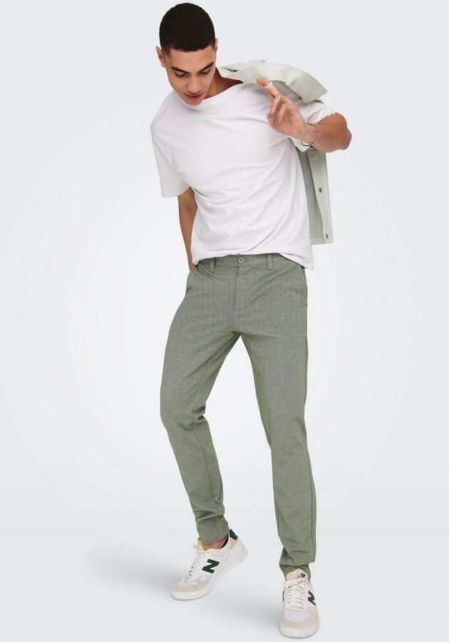 Only & Sons Slim fit stoffen broek in gemêleerde look model 'MARK' - Foto 5
