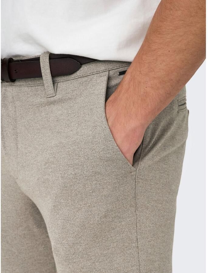 Only & Sons Slim fit stoffen broek in gemêleerde look model 'MARK'