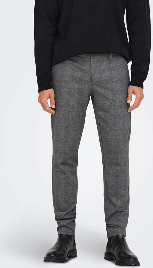 ONLY & SONS geruite slim fit pantalon ONSMARK limestone - Foto 6