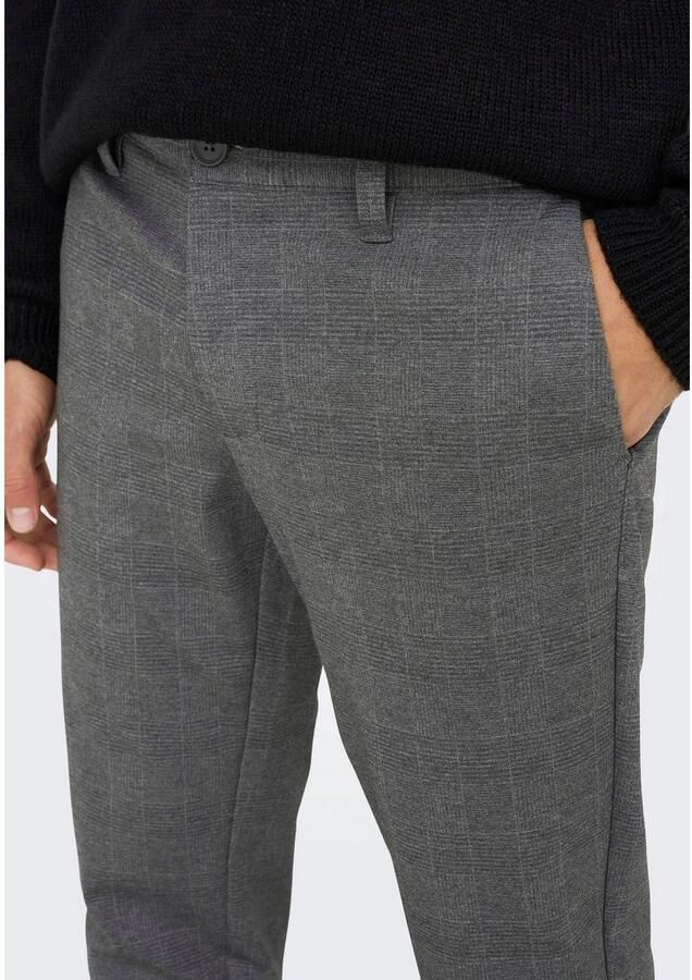 ONLY & SONS geruite slim fit pantalon ONSMARK limestone - Foto 2