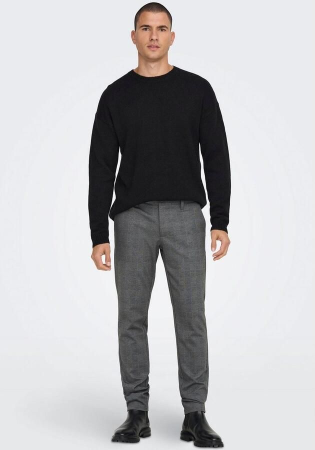 ONLY & SONS geruite slim fit pantalon ONSMARK limestone - Foto 4