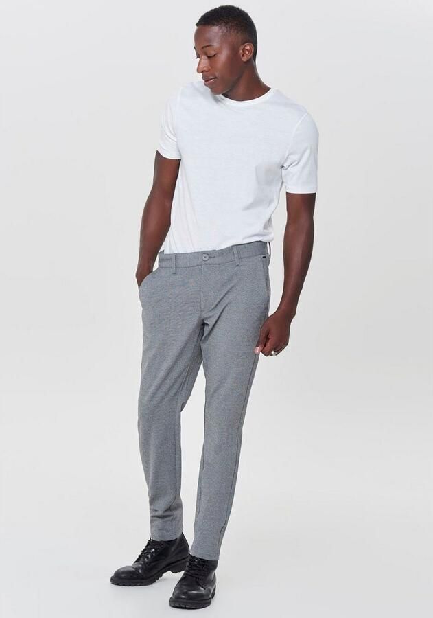 ONLY & SONS gemêleerde slim fit chino ONSMARK grijs melange - Foto 5
