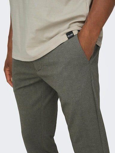 Only & Sons Tapered fit stoffen broek met fijn all-over motief model 'Mark' - Foto 3