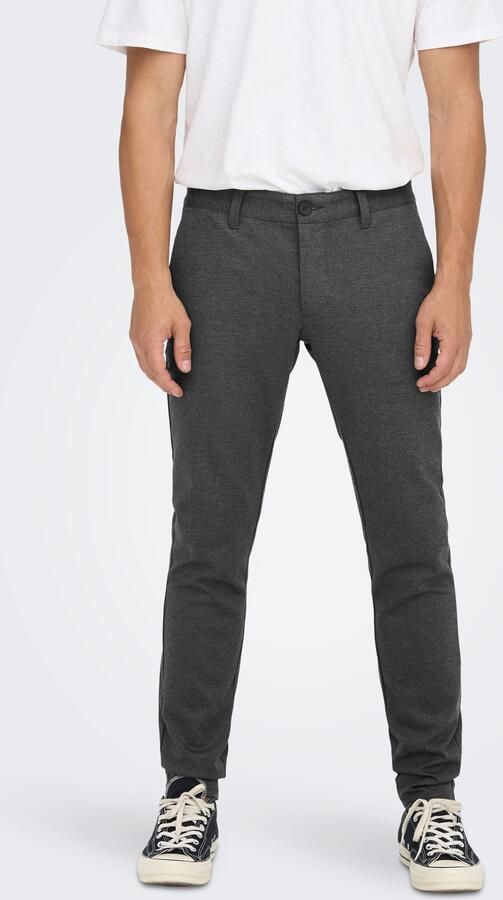 ONLY & SONS gemêleerde tapered fit broek ONSMARK donkergrijs zwart gemeleerd - Foto 7