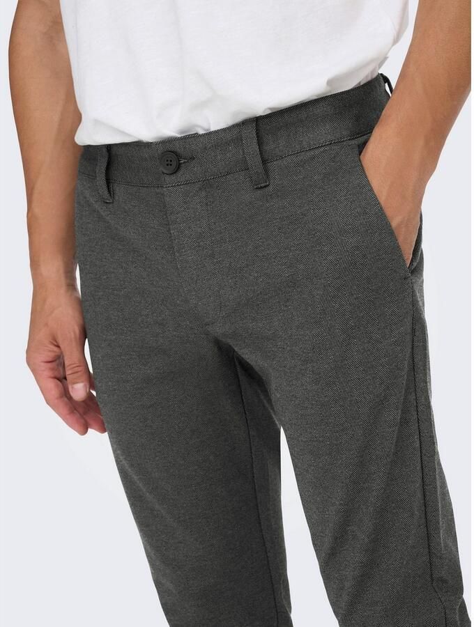 ONLY & SONS gemêleerde tapered fit broek ONSMARK donkergrijs zwart gemeleerd - Foto 2