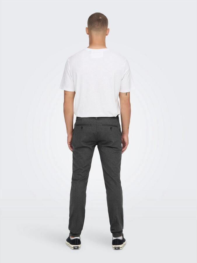 ONLY & SONS gemêleerde tapered fit broek ONSMARK donkergrijs zwart gemeleerd - Foto 4