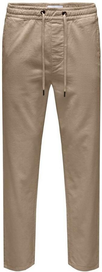 Only & Sons Tapered fit corduroy broek met elastische band model 'LINUS' - Foto 7