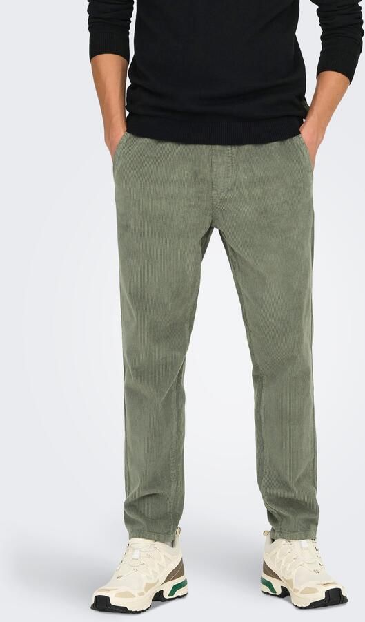 Only & Sons Tapered fit corduroy broek met elastische band model 'LINUS' - Foto 10