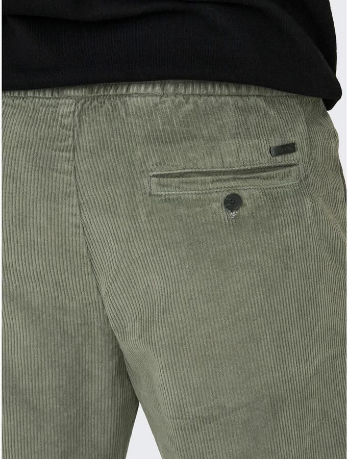 Only & Sons Tapered fit corduroy broek met elastische band model 'LINUS' - Foto 2