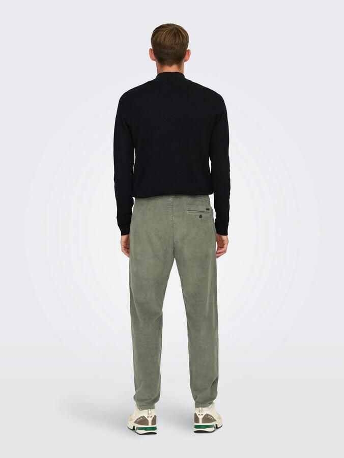Only & Sons Tapered fit corduroy broek met elastische band model 'LINUS' - Foto 5