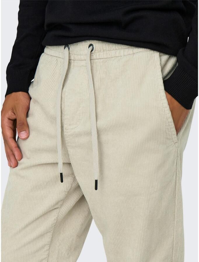 Only & Sons Tapered fit corduroy broek met elastische band model 'LINUS'
