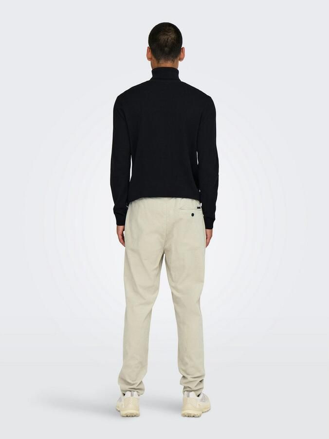 Only & Sons Tapered fit corduroy broek met elastische band model 'LINUS' - Foto 3