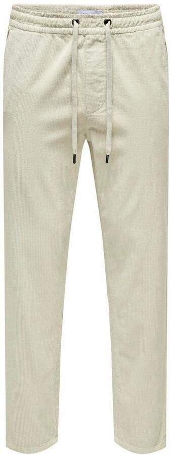 Only & Sons Tapered fit corduroy broek met elastische band model 'LINUS' - Foto 4