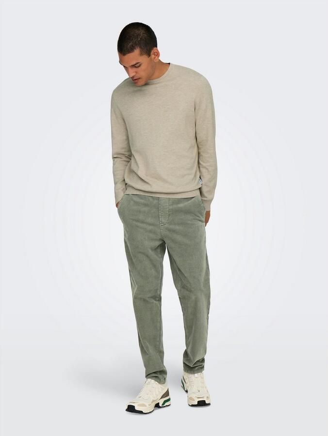 Only & Sons Tapered fit corduroy broek met elastische band model 'LINUS' - Foto 7