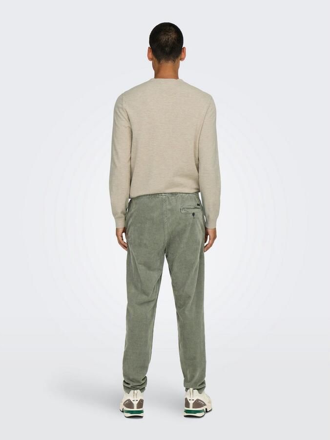 Only & Sons Tapered fit corduroy broek met elastische band model 'LINUS' - Foto 8