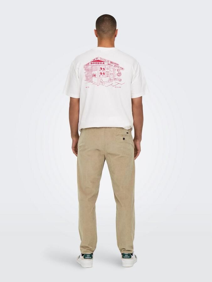 Only & Sons Tapered fit corduroy broek met elastische band model 'LINUS' - Foto 3
