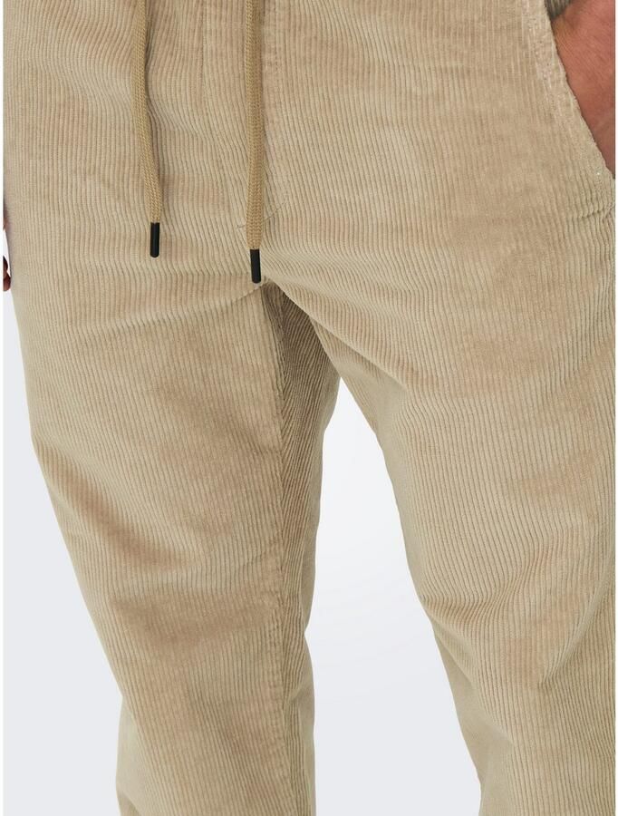 Only & Sons Tapered fit corduroy broek met elastische band model 'LINUS' - Foto 2