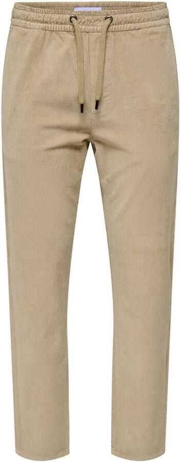 Only & Sons Tapered fit corduroy broek met elastische band model 'LINUS' - Foto 6
