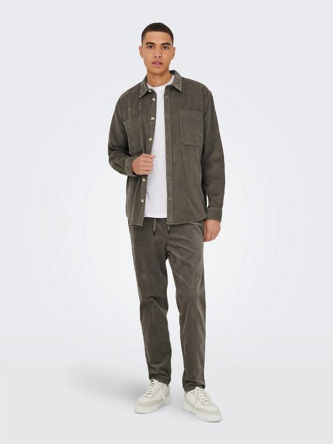 Only & Sons Tapered corduroy broek van katoenmix model 'LINUS' - Foto 3