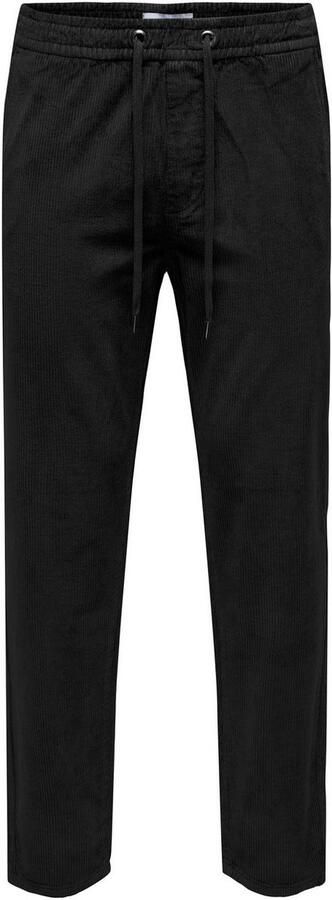 Only & Sons Tapered fit corduroy broek met elastische band model 'LINUS' - Foto 4