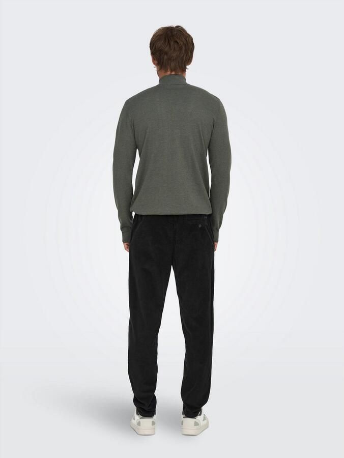 Only & Sons Tapered fit corduroy broek met elastische band model 'LINUS' - Foto 3