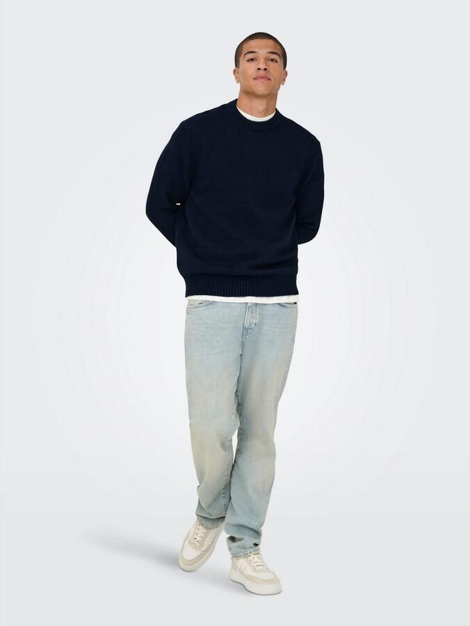 Only & Sons Relaxed fit pullover van katoenmix met wol model 'JAMES' - Foto 4