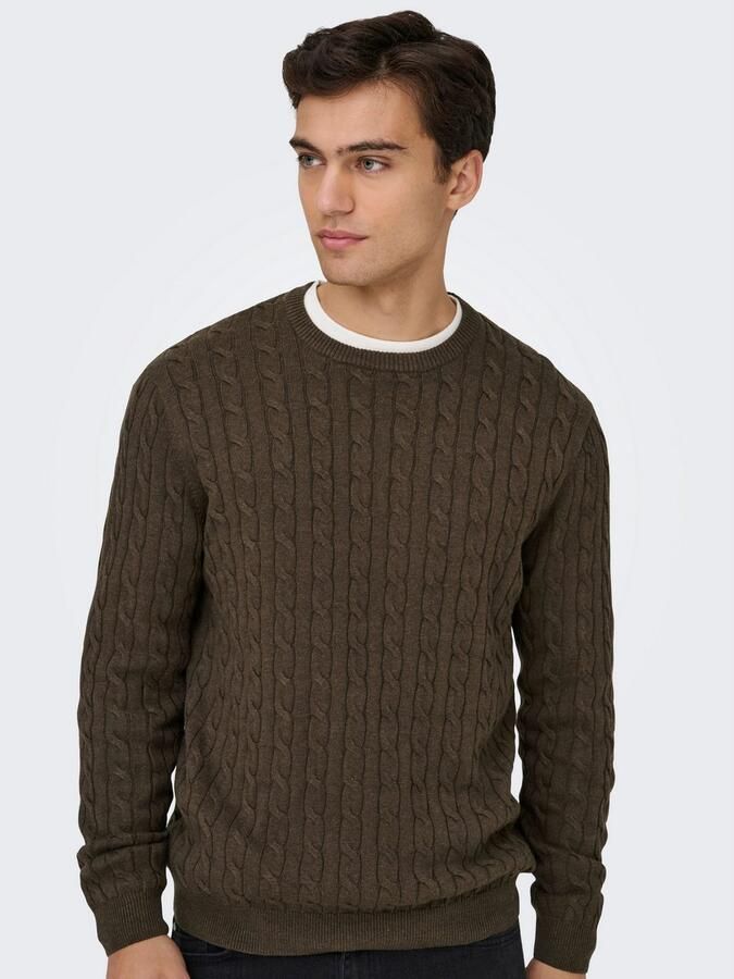 ONLY & SONS Gebreide trui ONSLOUI REG 12 CABEL CREW KNIT NOOS - Foto 4