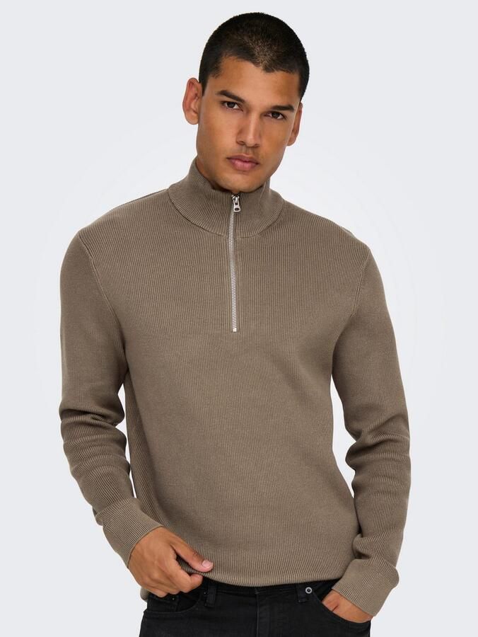 Only & Sons Regular fit gebreide pullover met opstaande kraag model 'PHIL' - Foto 4