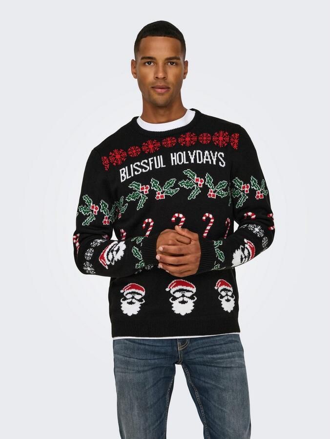 ONLY & SONS Gebreide trui ONSXMAS REG 5 ALLOVER CREW KNIT - Foto 3