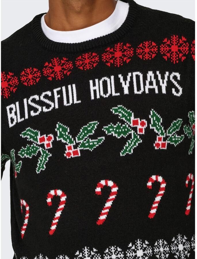 ONLY & SONS Gebreide trui ONSXMAS REG 5 ALLOVER CREW KNIT