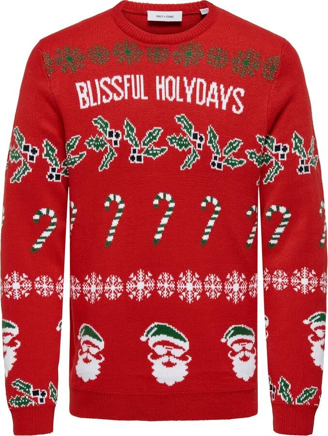 ONLY & SONS Gebreide trui ONSXMAS REG 5 ALLOVER CREW KNIT