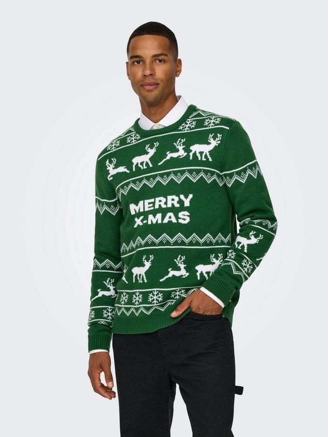 ONLY & SONS Gebreide trui ONSXMAS REG 5 ALLOVER CREW KNIT - Foto 3
