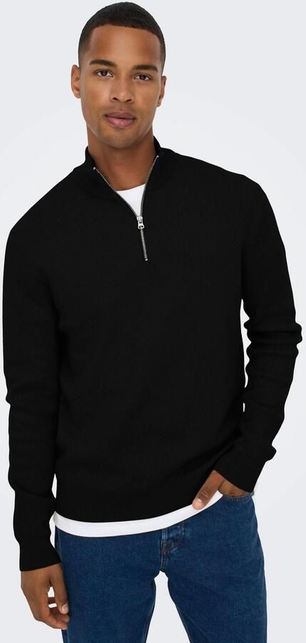 Only & Sons Regular fit gebreide pullover met opstaande kraag model 'PHIL' - Foto 6