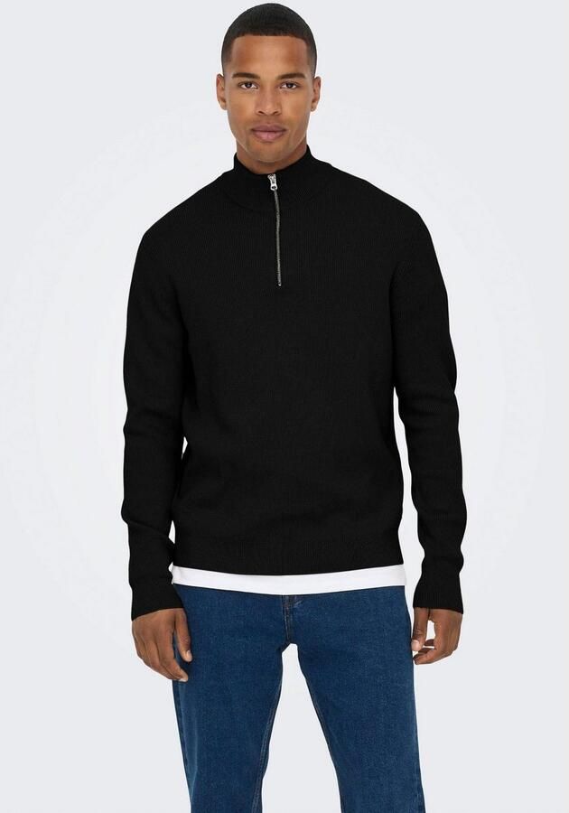 Only & Sons Regular fit gebreide pullover met opstaande kraag model 'PHIL' - Foto 4
