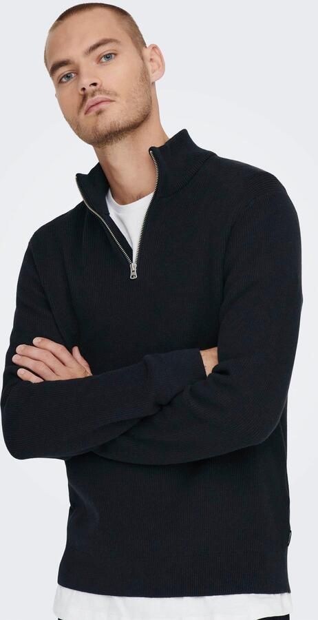 Only & Sons Regular fit gebreide pullover met opstaande kraag model 'PHIL' - Foto 5