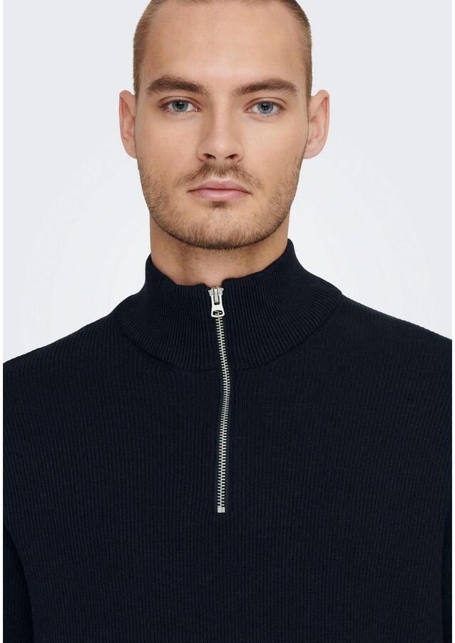 Only & Sons Regular fit gebreide pullover met opstaande kraag model 'PHIL'