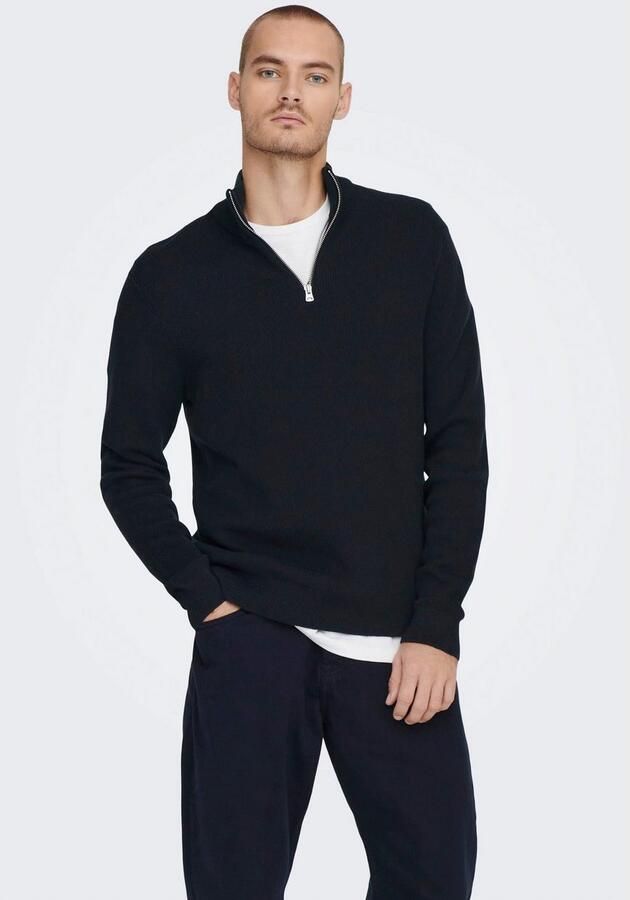 Only & Sons Regular fit gebreide pullover met opstaande kraag model 'PHIL' - Foto 4