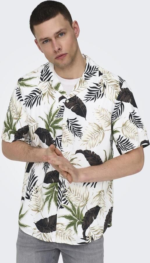 Only & Sons Regular fit vrijetijdsoverhemd met all-over print model 'WAYNE LIFE' - Foto 7