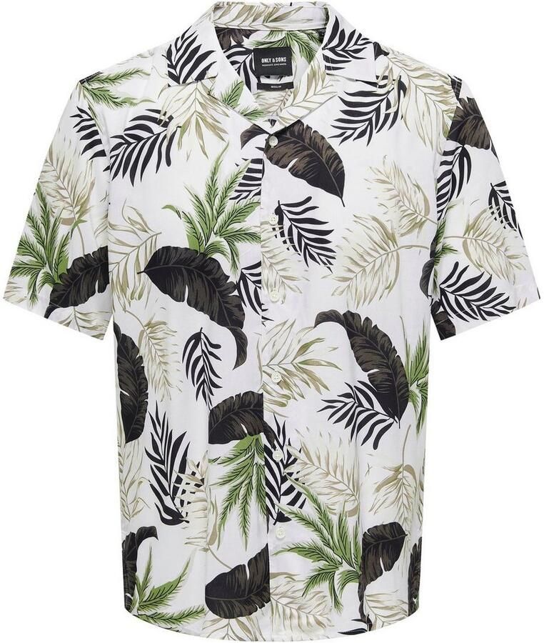 Only & Sons Regular fit vrijetijdsoverhemd met all-over print model 'WAYNE LIFE'