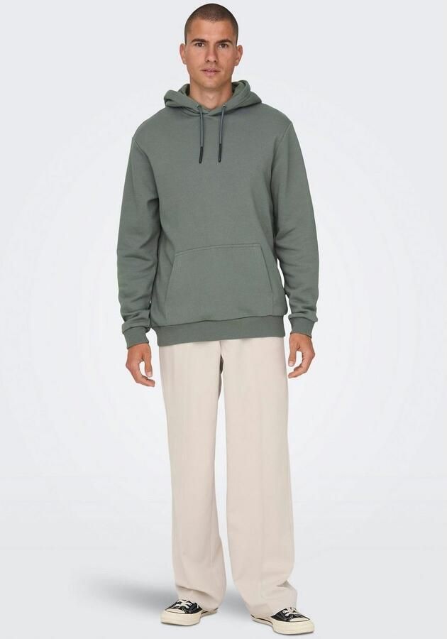 Only & Sons Comfortabele hoodie met verstelbare capuchon Green Heren - Foto 7