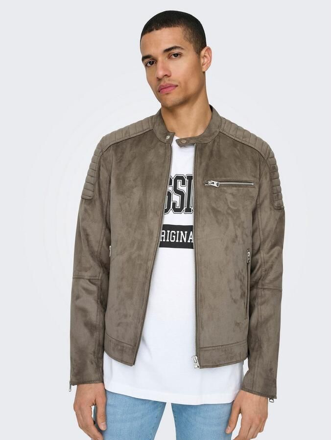 ONLY & SONS Imitatieleren jack ONSGUS FAUX SUEDE RACER JACKET OTW NOOS - Foto 5