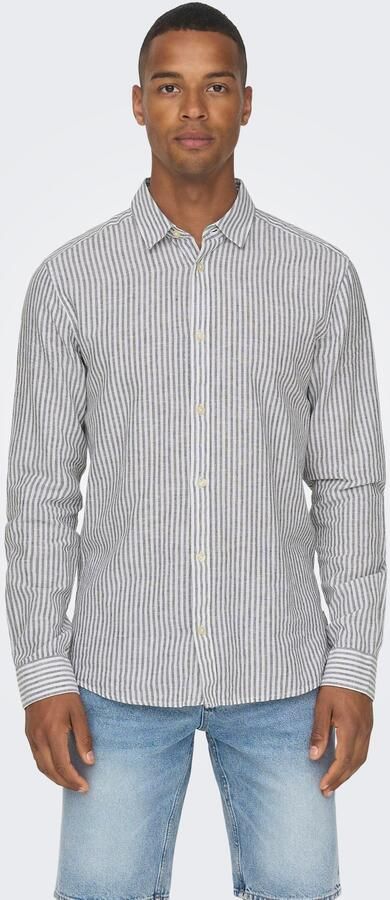 ONLY & SONS Overhemd met korte mouwen ONSCAIDEN LS STRIPE LINEN SHIRT 660 NOOS - Foto 11