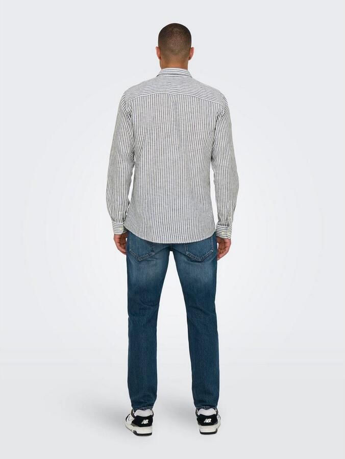 ONLY & SONS Overhemd met korte mouwen ONSCAIDEN LS STRIPE LINEN SHIRT 660 NOOS - Foto 6