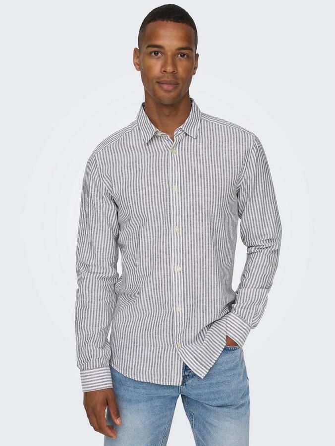 ONLY & SONS Overhemd met korte mouwen ONSCAIDEN LS STRIPE LINEN SHIRT 660 NOOS - Foto 7