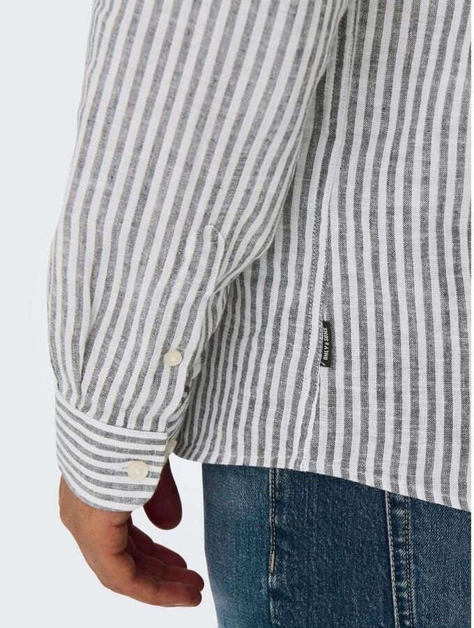 ONLY & SONS Overhemd met korte mouwen ONSCAIDEN LS STRIPE LINEN SHIRT 660 NOOS - Foto 4
