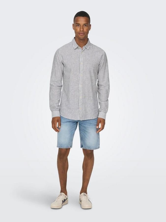 ONLY & SONS Overhemd met korte mouwen ONSCAIDEN LS STRIPE LINEN SHIRT 660 NOOS - Foto 8