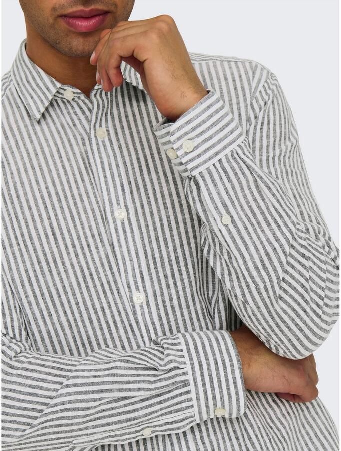 ONLY & SONS Overhemd met korte mouwen ONSCAIDEN LS STRIPE LINEN SHIRT 660 NOOS - Foto 3