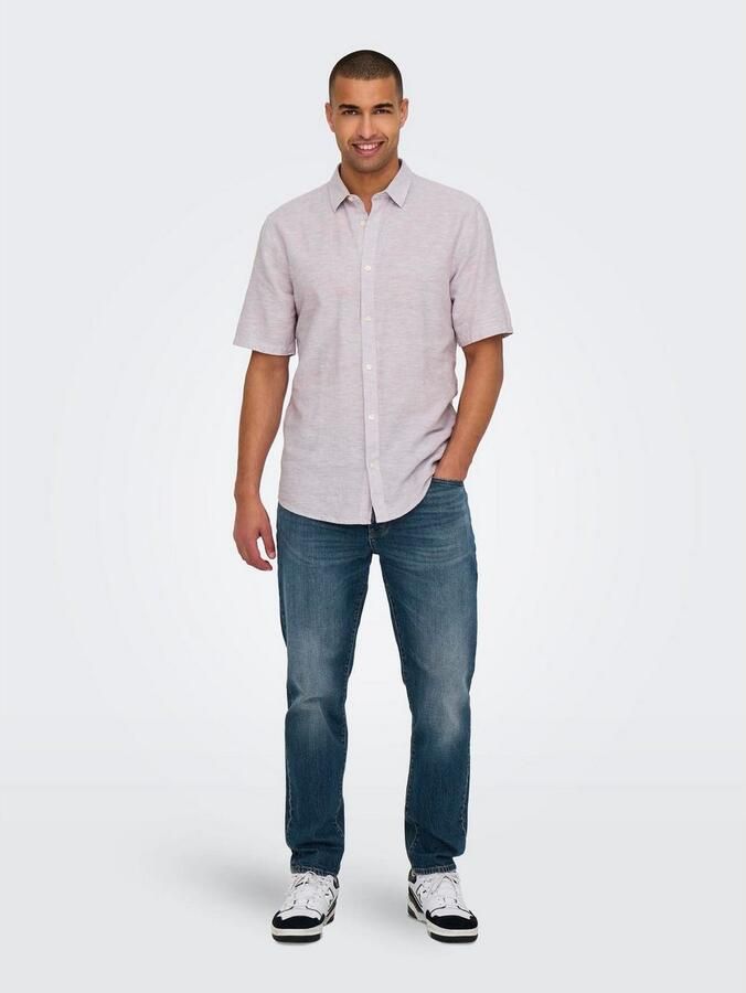 ONLY & SONS Overhemd met korte mouwen ONSCAIDEN SS SOLID LINEN SHIRT NOOS - Foto 5