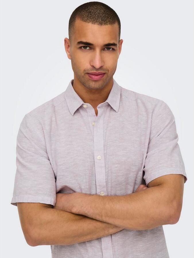 ONLY & SONS Overhemd met korte mouwen ONSCAIDEN SS SOLID LINEN SHIRT NOOS - Foto 6