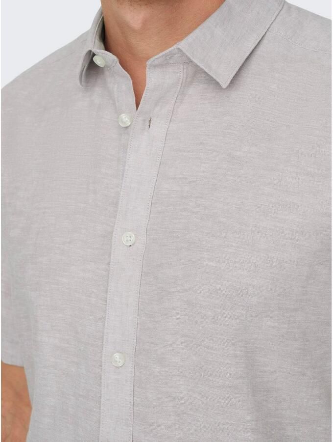 ONLY & SONS Overhemd met korte mouwen ONSCAIDEN SS SOLID LINEN SHIRT NOOS - Foto 3